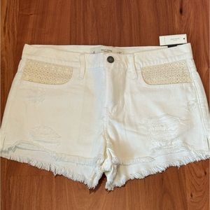 NWT Gilly Hicks Hollister Abercrombie Denim Jean Shorts Cutoff Frayed White 4